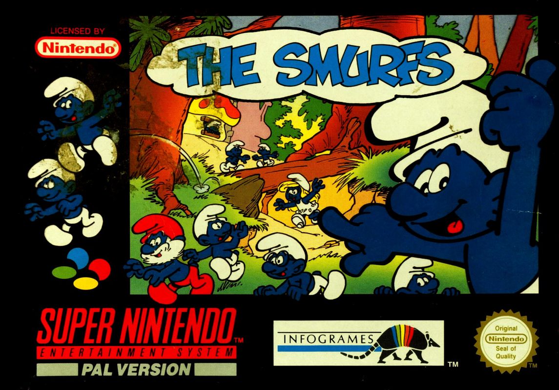 The Smurfs box art for Sega Mega Drive